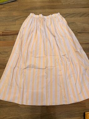 aerie Peach and White Striped Button-Front Top